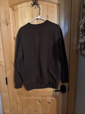 Pull&Bear Men's Dark Brown Crewneck Sweatshirt